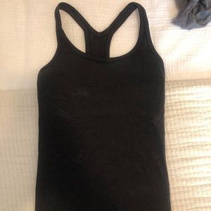 Lululemon black tank top dri fit with bra insert